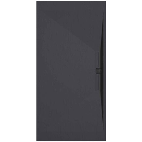 Receveur de douche Anthracite, finition Ardoise Stone SIDE, grille de couleur - 110 x 90 cm