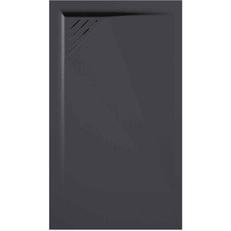 Receveur de douche Anthracite, finition Lisse Stone MIO, grille de couleur - 160 x 90 cm