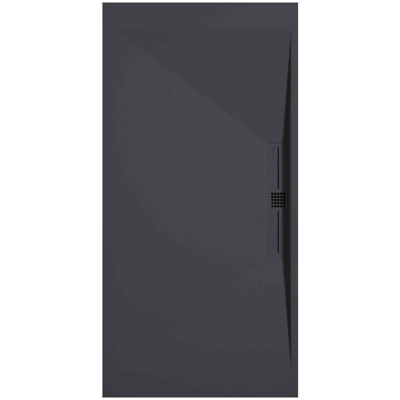 Receveur de douche Anthracite, finition Lisse Stone side, grille de couleur - 70 x 70 cm