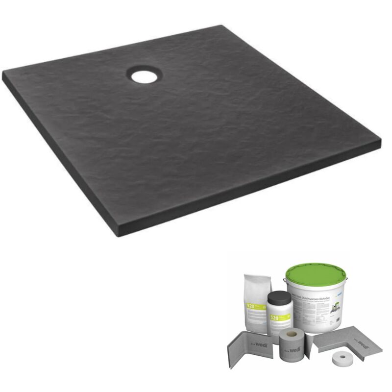 Jacob Delafon - Pack receveur de douche 90 x 90 Ipso carré gris anthracite + Kit d'étanchéité wedi