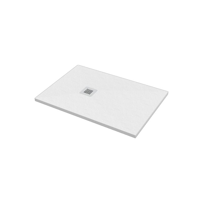 Receveur de douche rectangulaire 80x140cm Série ERCOS Pierre BPMAROSTON8014 Standard - Blanc opaque - Résine de marbre