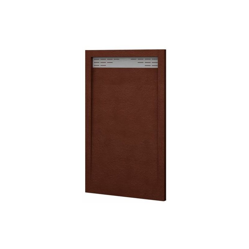 Tegler - Receveur de douche avec demi-cadre modèle Bidai texture ardoise. chocolat, Siphon en cadeau 70X100 Ral 8017