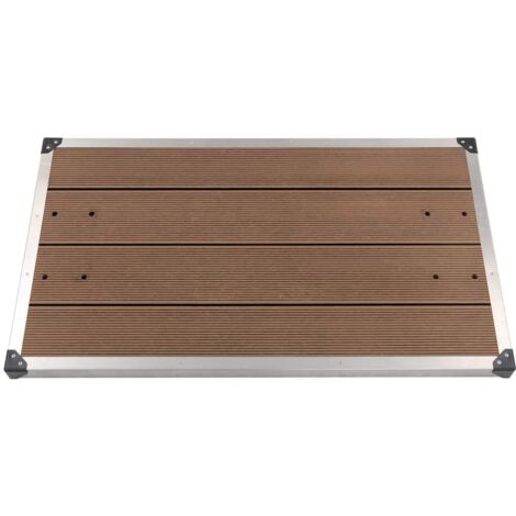 Receveur de douche  Bac de douche antidérapant extra plat extérieur WPC Inox 110x62 cm Marron BXZ5203