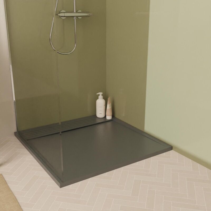 Receveur de douche en béton gris joseph 90x90 cm