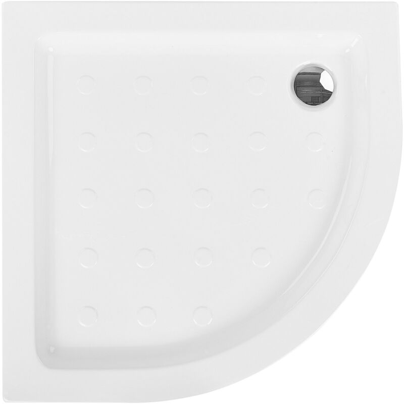 Beliani - Receveur Bac de Douche 1/4 Cercle 90 x 90 x 7 cm en Acrylique Sanitaire Blanc Idéal pour Cabine et Salle de Bain Moderne et Minimaliste