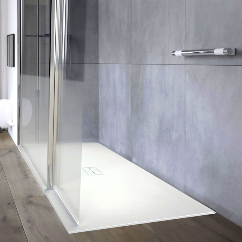 Receveur de douche blanc extra-plat aqualite ultraslim 200x100 - Bonde Centrale Rectangulaire