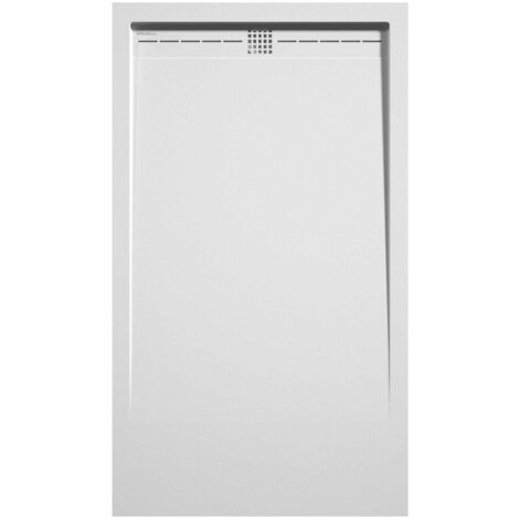 Receveur de douche Blanc, finition Lisse Stone CACH, grille de couleur - 110 x 90 cm