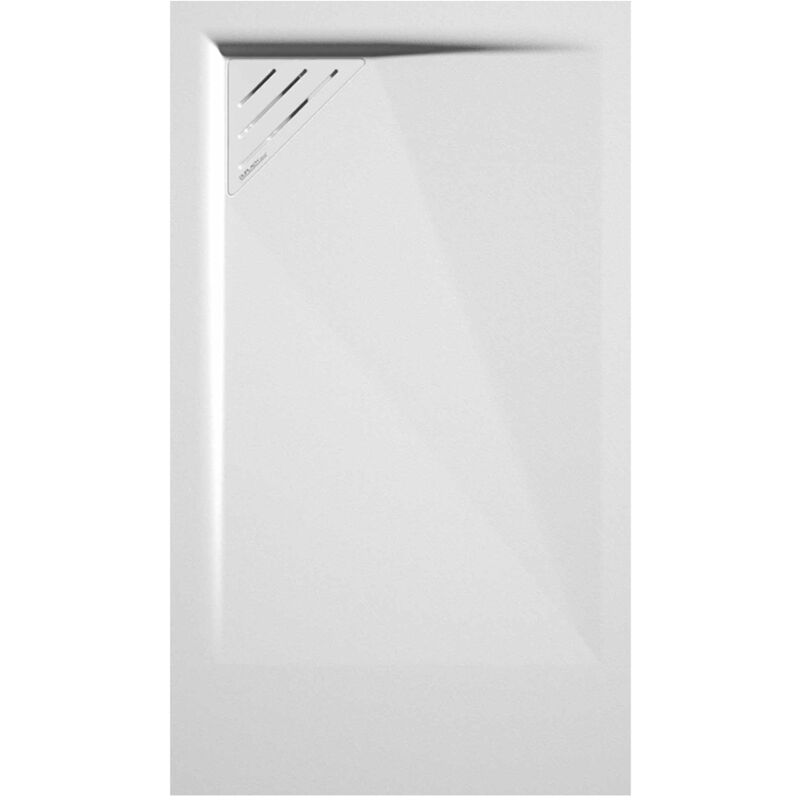 Receveur de douche Blanc, finition Lisse Stone mio, grille de couleur - 120 x 80 cm