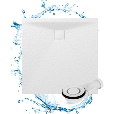 Receveur de Douche Carré Granitan Teja 90x90CM Blanc SMC Composite avec Bonde Inclus