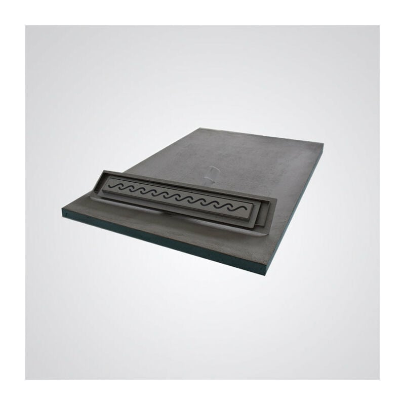 Receveur de douche à carreler 90 x 120 cm elio 4 pentes grille linéaire et bonde incluses