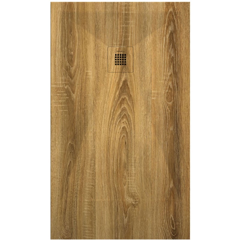 Kroos ® - Receveur de douche Chêne, finition Lisse Stone 3D, grille de couleur - 120 x 70 cm