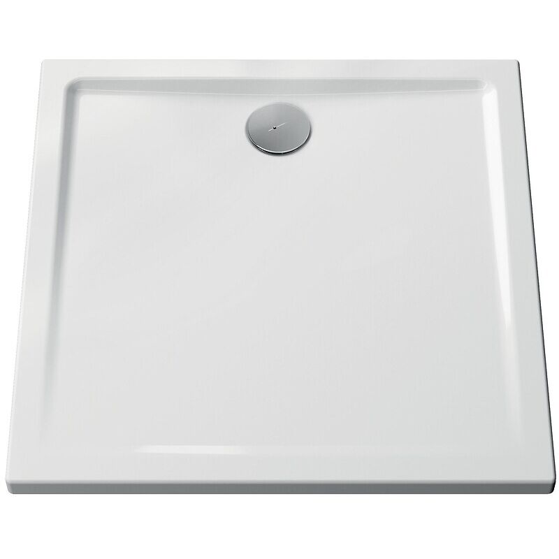 Receveur de douche céramique Cascade ultra-plat blanc brillant antidérapant 90x90 cm Vitra