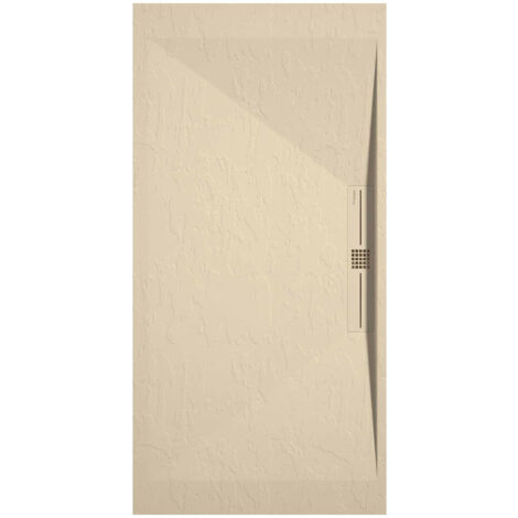 Receveur de douche Crème, finition Ardoise Stone SIDE, grille de couleur - 120 x 90 cm