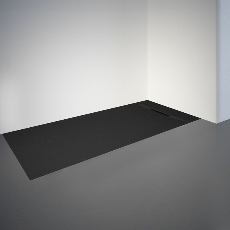 Jamais utilisé ] - Receveur de douche de plain-pied, décor effet Pierre anthracite, ultra léger, recoupable Schulte 70 x 170 cm