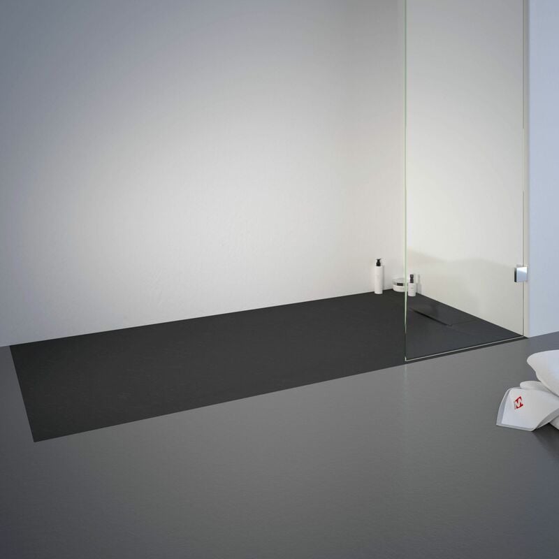 Jamais utilisé ] - Receveur de douche de plain-pied, décor effet Pierre anthracite, ultra léger, recoupable Schulte 80 x 160 cm