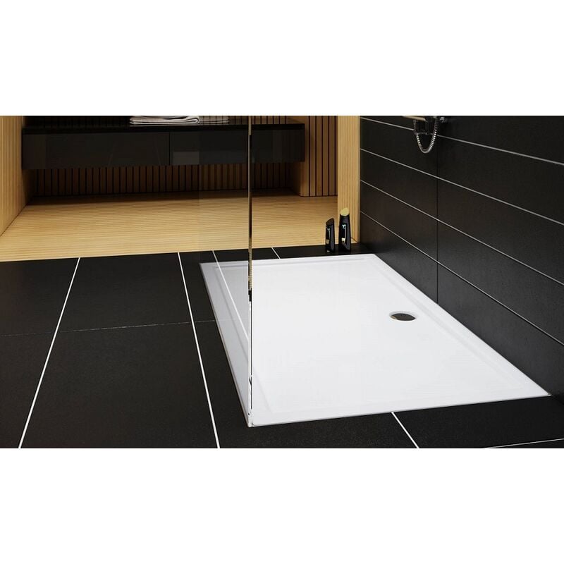 Receveur de douche en acrylique blanc - rectangulaire - elit - 160 x 70 - blanc