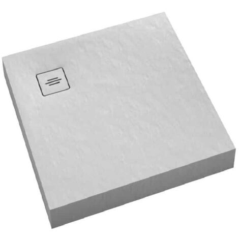 Receveur de douche en acrylique blanc  structure en pierre   carré  + siphon extraplat VIEGA  SOLID LEVEL  90 x 90