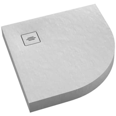Receveur de douche en acrylique blanc  structure en pierre  semi circulaire R55  + siphon extraplat VIEGA  SOLID LEVEL  90 x 90