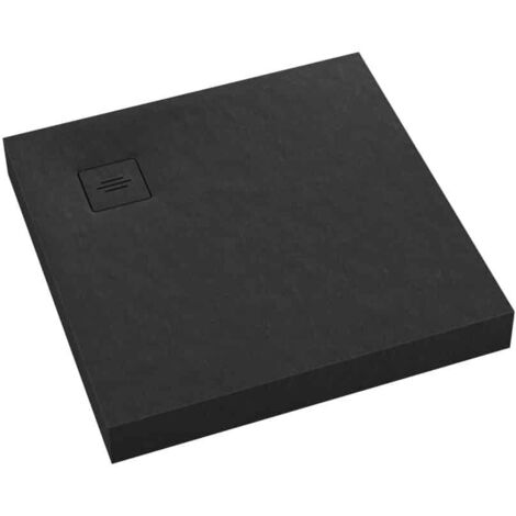 Receveur de douche en acrylique noir  structure en pierre carré + siphon extraplat VIEGA  SOLID LEVEL  100 x 100