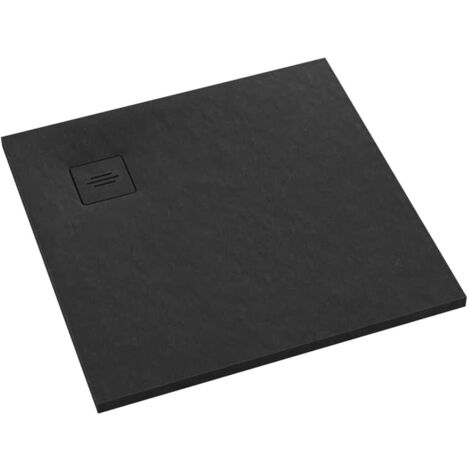 Receveur de douche en acrylique noir structure en pierre  carré + siphon extraplat VIEGA  TYTANIT  80 x 80