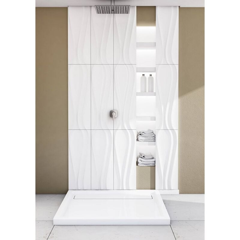 Receveur de douche en acrylique noir - structure en pierre - rectangulaire - campinos - 120 x 90 - blanc