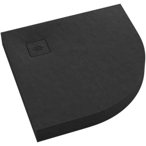 Receveur de douche en acrylique noir structure en pierre semi circulaire R55 + siphon extraplat VIEGA  SOLID LEVEL  90 x 90