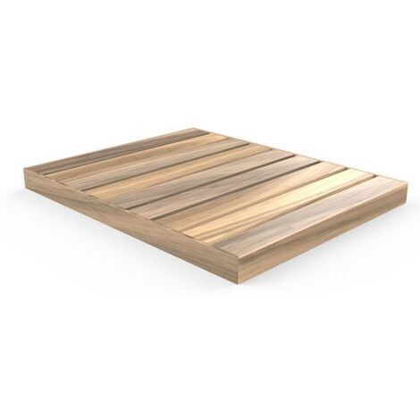 Receveur de douche en bois d'Okoumé 100x80x6cm – Drainage horizontal – Installation facile – Pour douches solaires et traditionnelles – Arkema Design