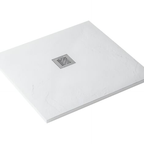 Receveur de douche en pierre naturelle découplable SANINDUSA STONIT Marina 120x80 effet relief SCHISTE antiglisse C3+bonde couleur blanc