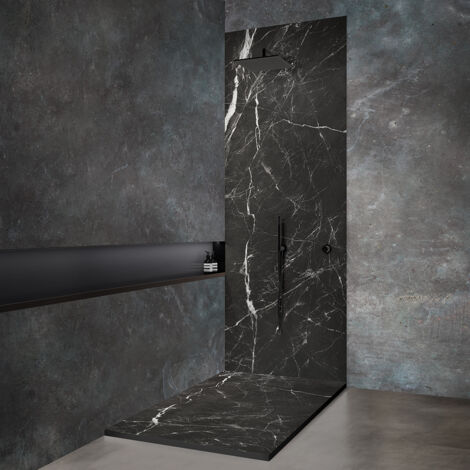 Receveur de douche en résine 200x100 cm imitation marbre noir