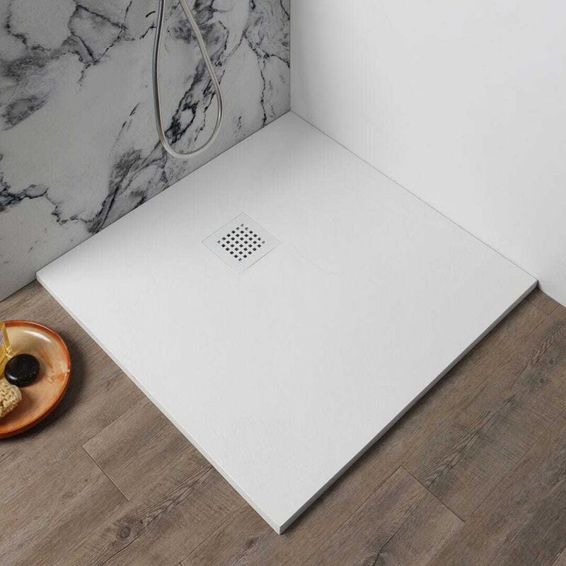 Receveur De Douche En Résine Blanche Effet Pierre 90X90 Muse