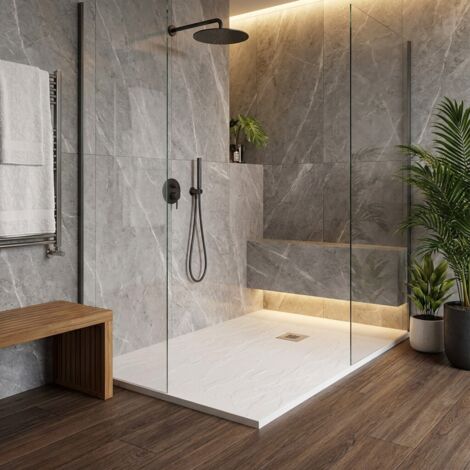 Receveur de douche en résine couleur blanc 70x140 cm avec caillebotis et bonde - Showey