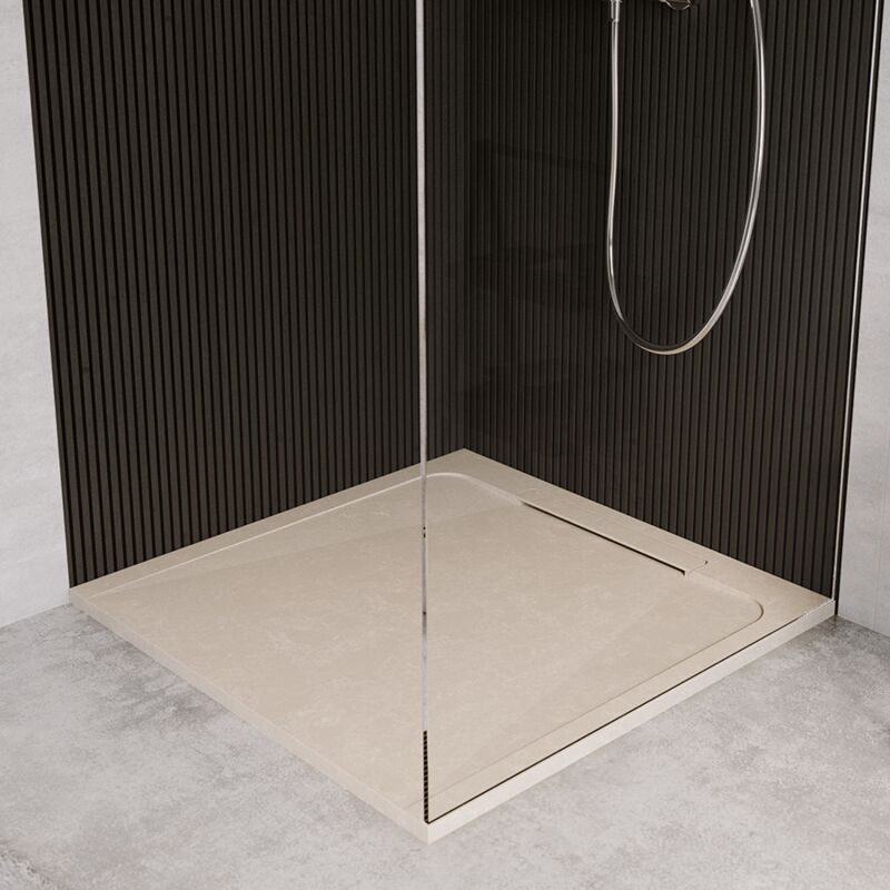 Cosyneo - Receveur de douche en pierre naturelle extra plat à poser 70x70cm - beige marbre - origine