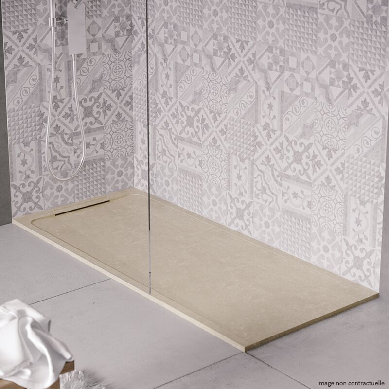 Receveur de douche en pierre naturelle extra plat à poser 70x80cm - beige marbre - origine