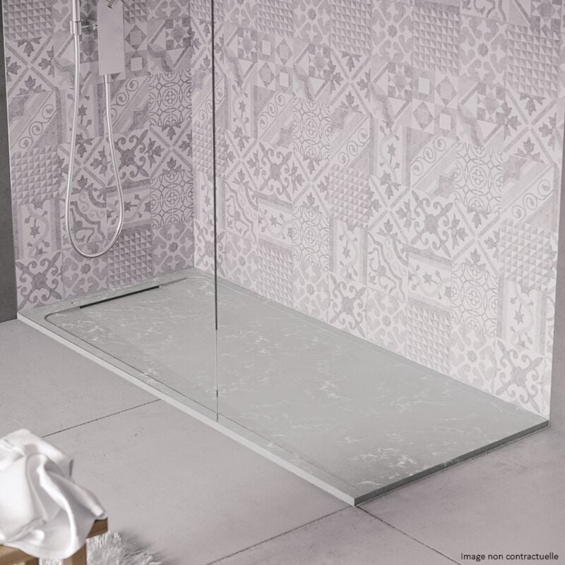 Receveur de douche en pierre naturelle extra plat à poser 80x120cm - gris marbre - origine