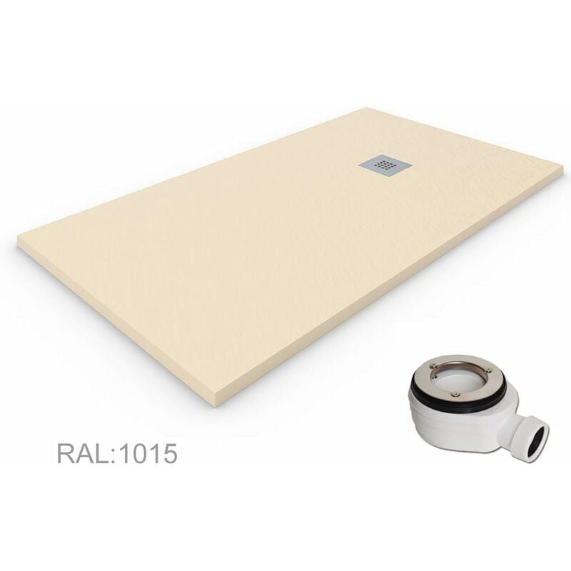 Decohor - Receveur de douche en Résine extra-plat quartz. Texture Ardoise. Beige ral: 1015 75X130CM