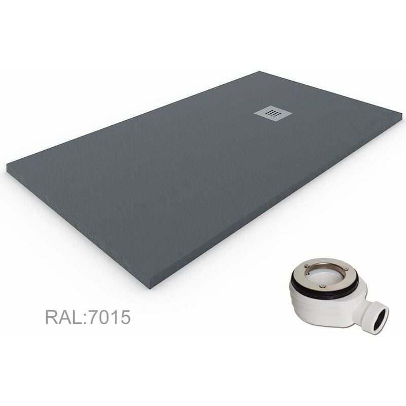 Decohor - Receveur de douche en Résine extra-plat quartz. Texture Ardoise. Gris ardoise ral: 7015 70X160CM