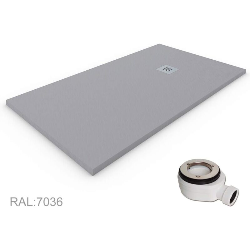 Decohor - Receveur de douche en Résine extra-plat quartz. Texture Ardoise. Gris béton ral: 7037 80X190CM