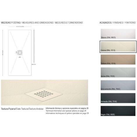 Receveur de douche en résine Largeur 110 Graphite Ral 7016 110x120 cm