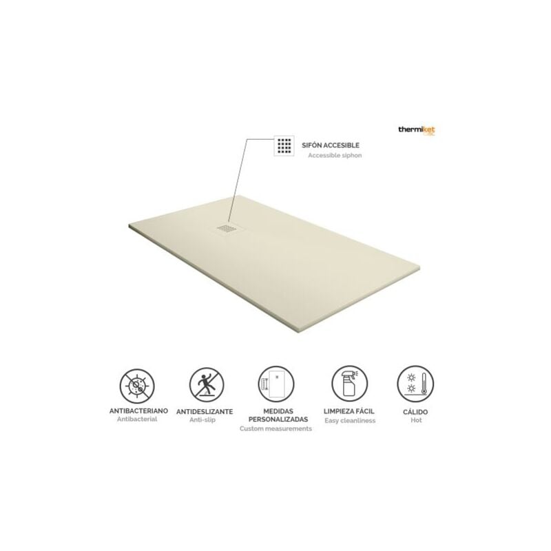 Receveur de douche en résine 80x80cm Crème Ral 1013