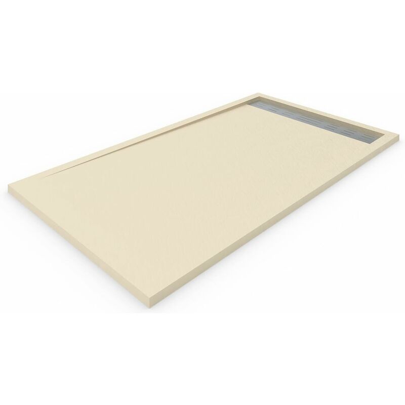 Receveur de douche en résine avec cadre premium Allstone Toutes les tailles - 6 couleurs - Bonde et grille cadeau - Crème Ral 1015 80X100 cm