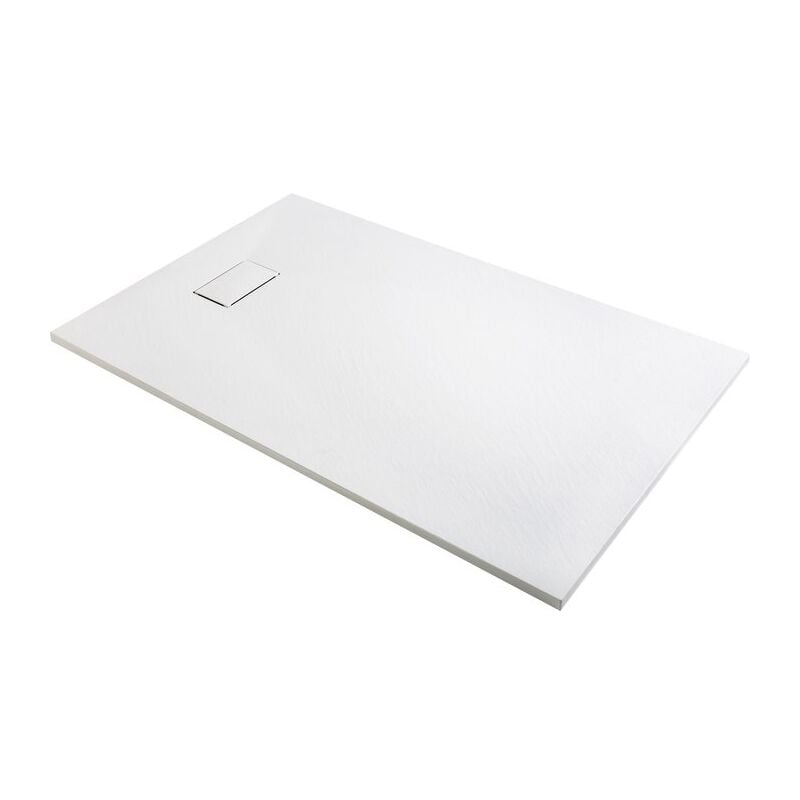 Receveur de douche extra-plat blanc effet pierre Gaïa Odyssea 120 x 90 cm
