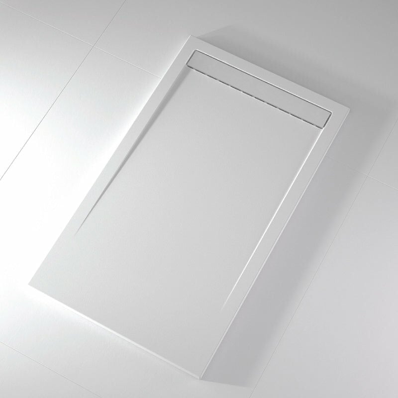 Receveur de douche 80x80 cm extra plat CLEVER en résine surface ardoisée blanc