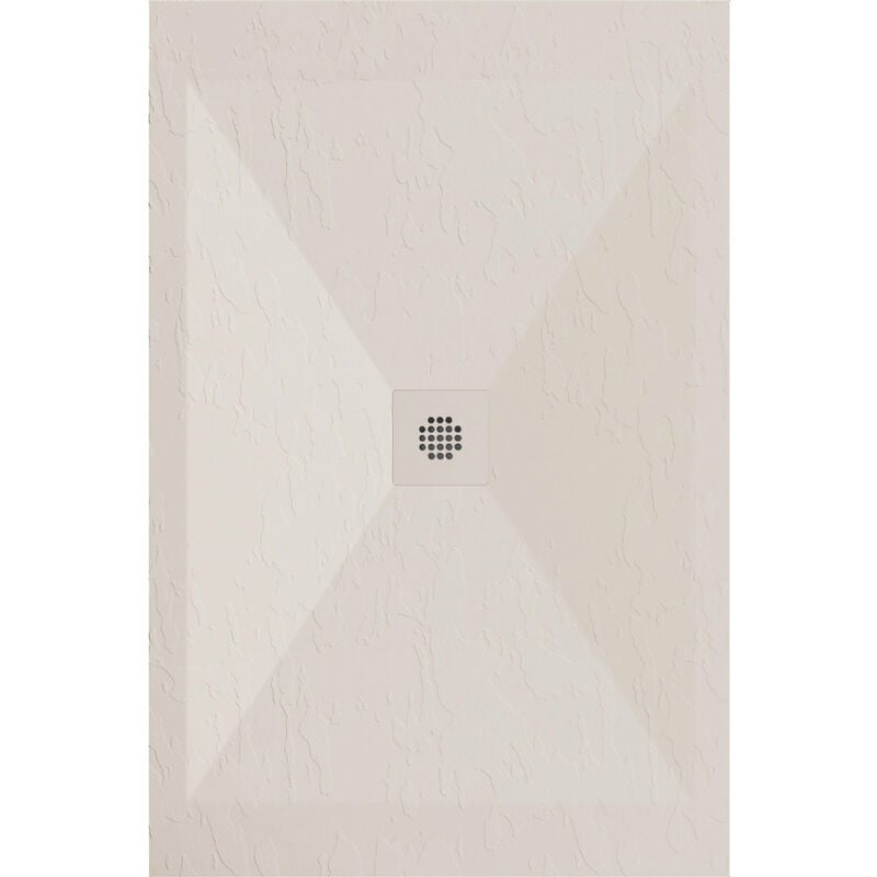 Receveur de douche 80x80 cm extra plat DEXA en résine surface ardoisée beige Grille beige