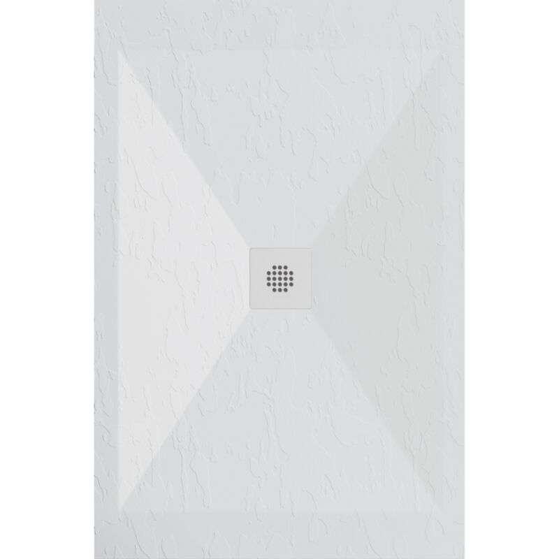Receveur de douche 70x120 cm extra plat dexa en résine surface ardoisée blanc Grille blanche
