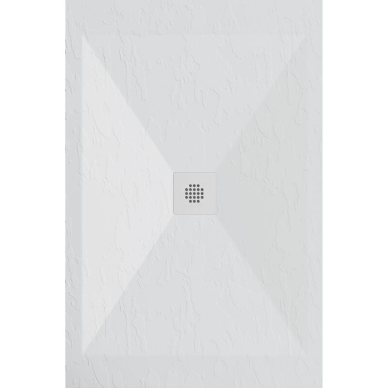 Stano. - Receveur de douche 90x210 cm extra plat dexa en résine surface ardoisée blanc Grille blanche