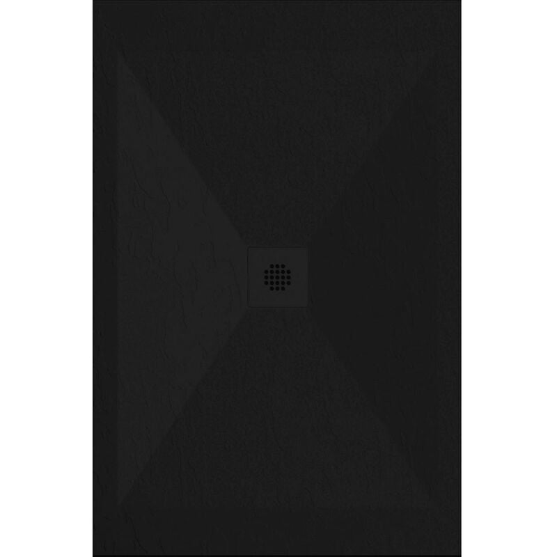 Receveur de douche 70x100 cm extra plat dexa en résine surface ardoisée noir Grille noire