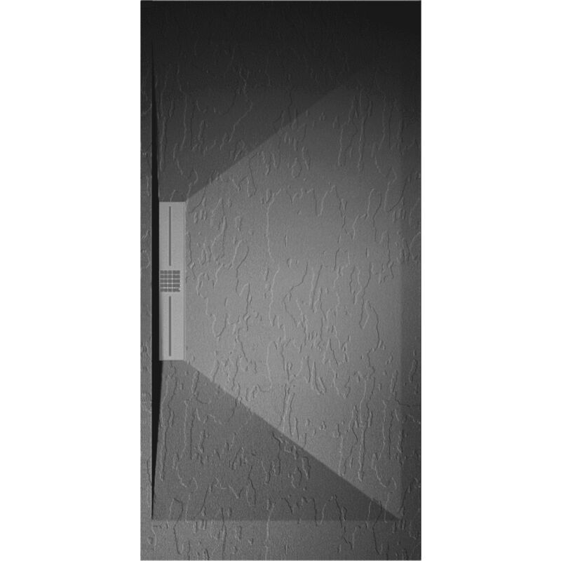 Receveur de douche 80x100 cm extra plat edis en résine surface ardoisée anthracite Grille inox