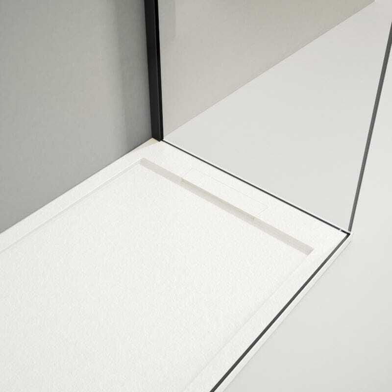 Receveur de douche 80x100cm extra plat lux en résine surface ardoisée blanc