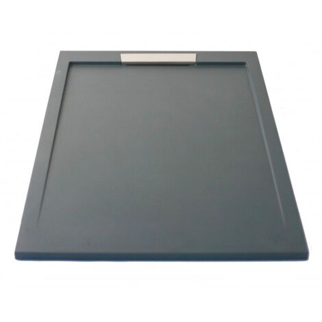 PDD – Receveur de douche à poser rectangulaire 80x100 cm – Inox gris ardoise Ral 7016 – Antidérapant, hydrofuge, antibactérien – Bonde cachée