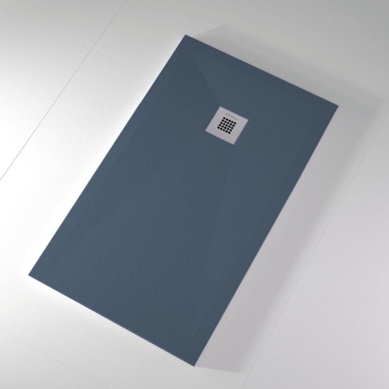 Receveur de douche 70x90 cm extra plat onda en résine surface ardoisée anthracite Grille inox